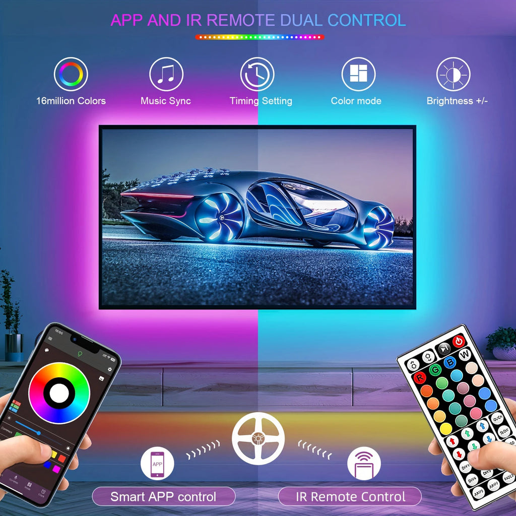Veltrix RGB Glow Strip Lights — Smart App-Controlled Room Lighting